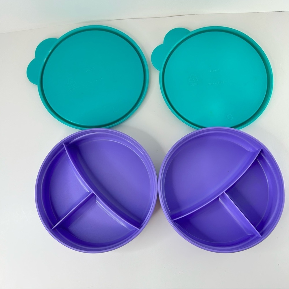 Vintage Tupperware Munchkids Divided Snack Bowls Lot Of 2